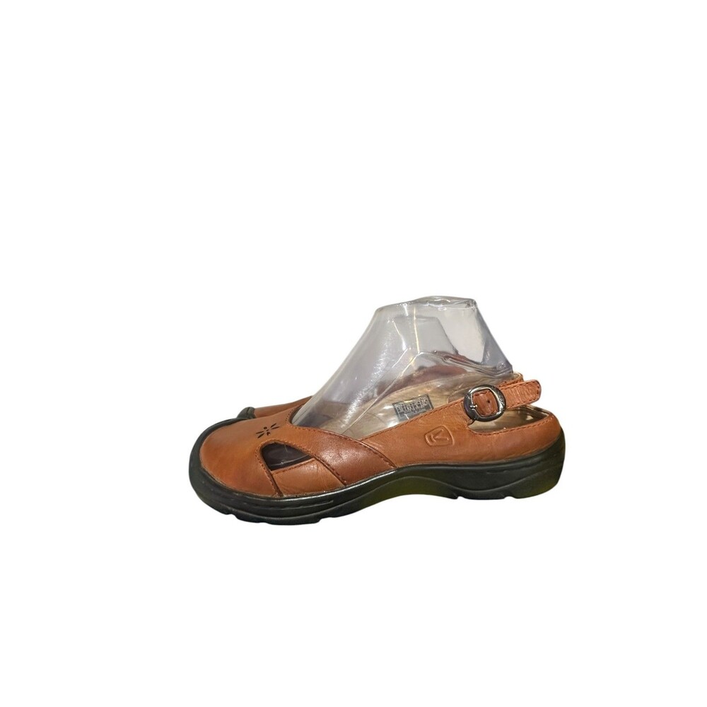 Keen Paradise Cush Sandals Women's 8.5 Cognac Brown Leather Slingback Comfort